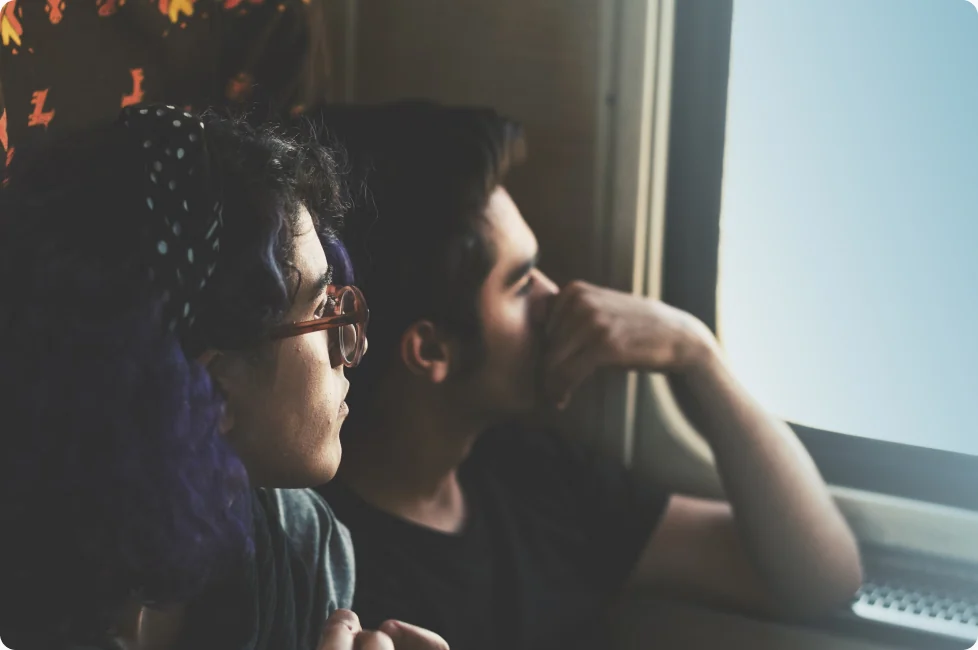 couple in front of the window